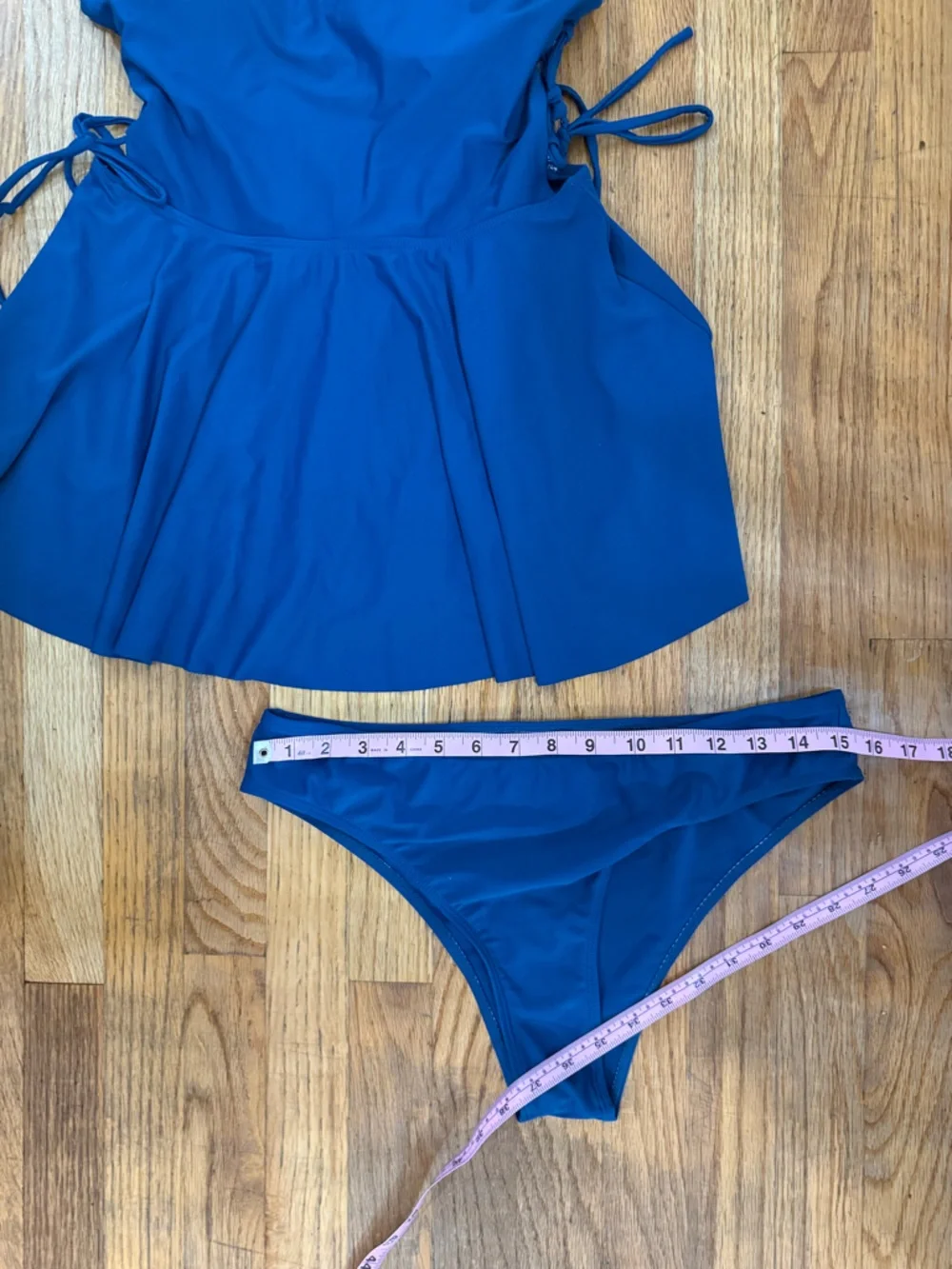 Blue Two-Piece Swim Set with Skirted Tankini Top - Picture 5 of 7